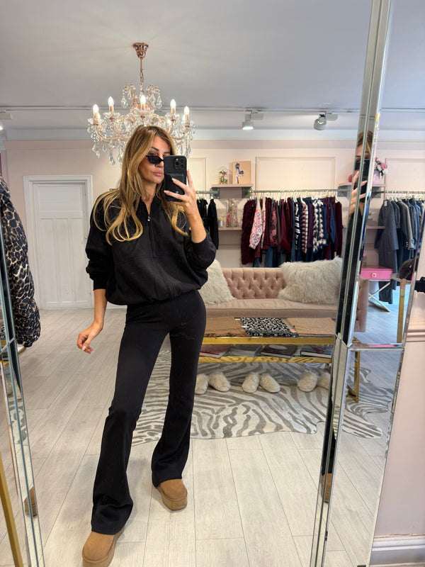 EMMA FLARE LEG BOMBER TRACKSUIT BLACK
