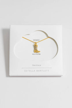 ESTELLA BARTLETT PAVE COWBOY BOOT NECKLACE GOLD PLATED