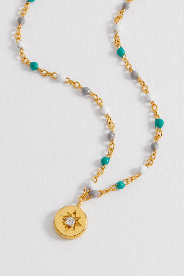 ESTELLA BARTLETT CZ STAR PENDANT BEADED NECKLACE