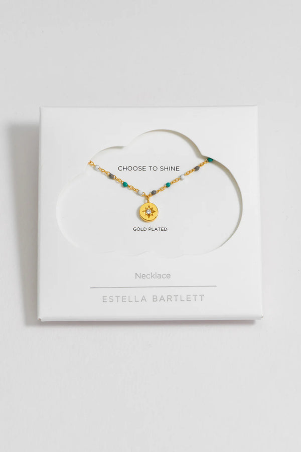 ESTELLA BARTLETT CZ STAR PENDANT BEADED NECKLACE