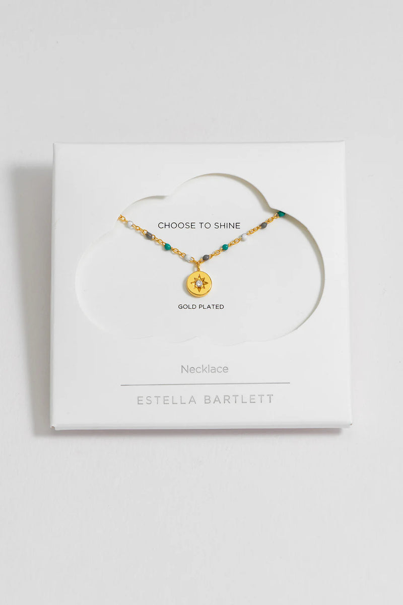 ESTELLA BARTLETT CZ STAR PENDANT BEADED NECKLACE
