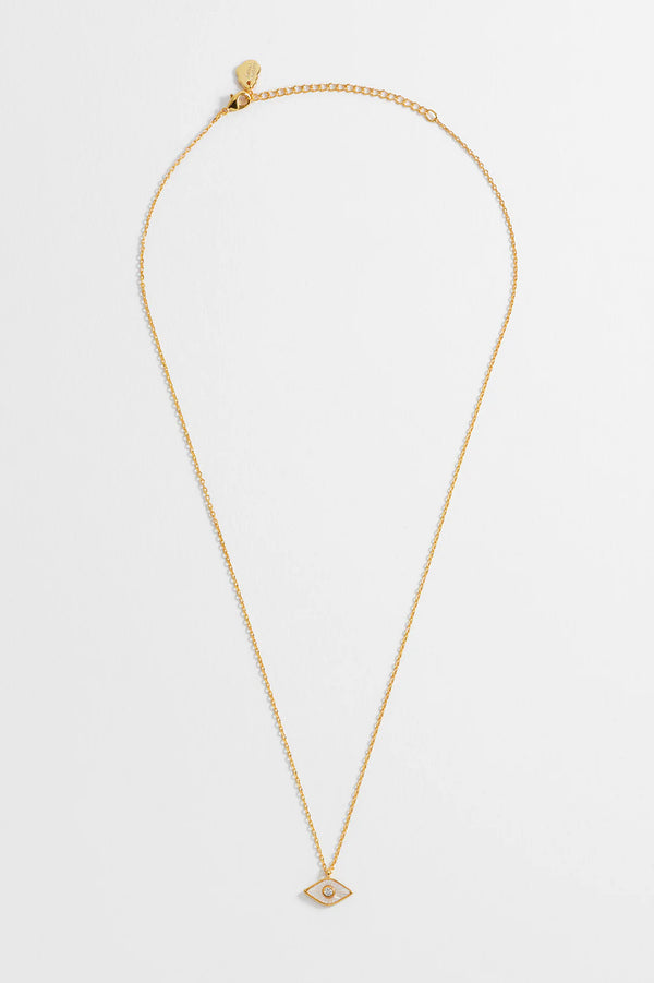 ESTELLA BARTLETT PEARL EVIL EYE NECKLACE GOLD PLATED