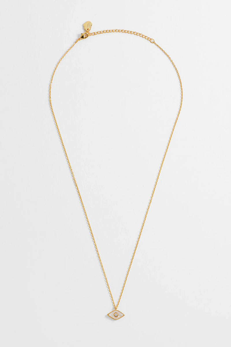 ESTELLA BARTLETT PEARL EVIL EYE NECKLACE GOLD PLATED