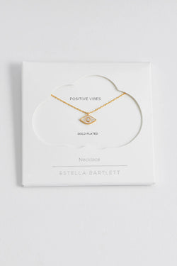 ESTELLA BARTLETT PEARL EVIL EYE NECKLACE GOLD PLATED