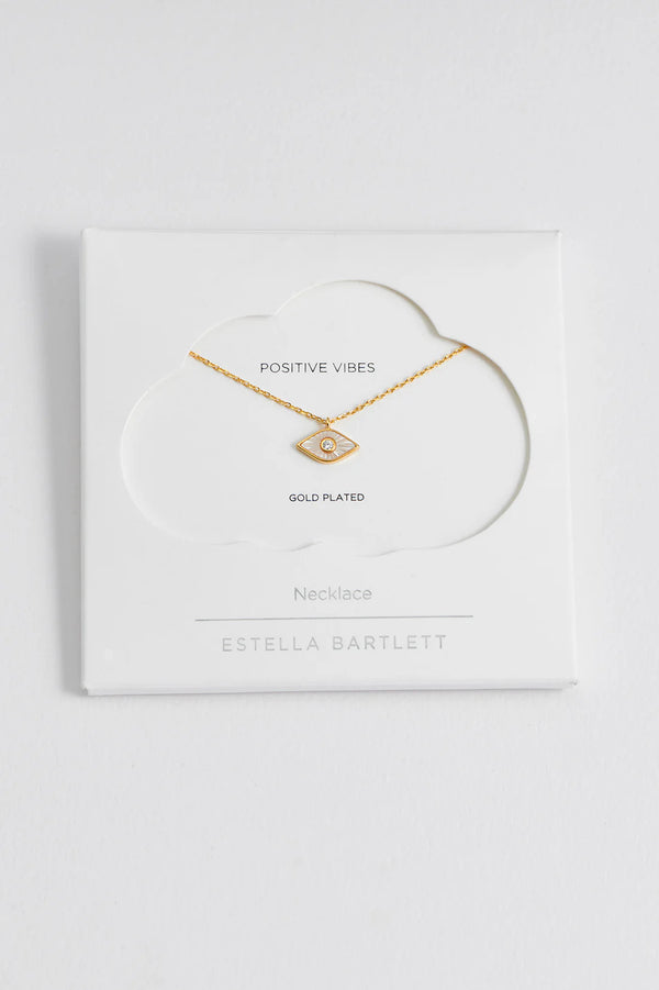 ESTELLA BARTLETT PEARL EVIL EYE NECKLACE GOLD PLATED