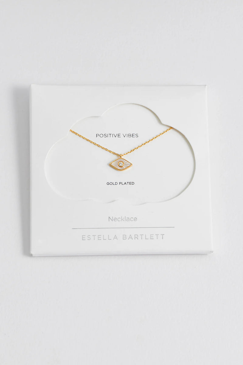 ESTELLA BARTLETT PEARL EVIL EYE NECKLACE GOLD PLATED