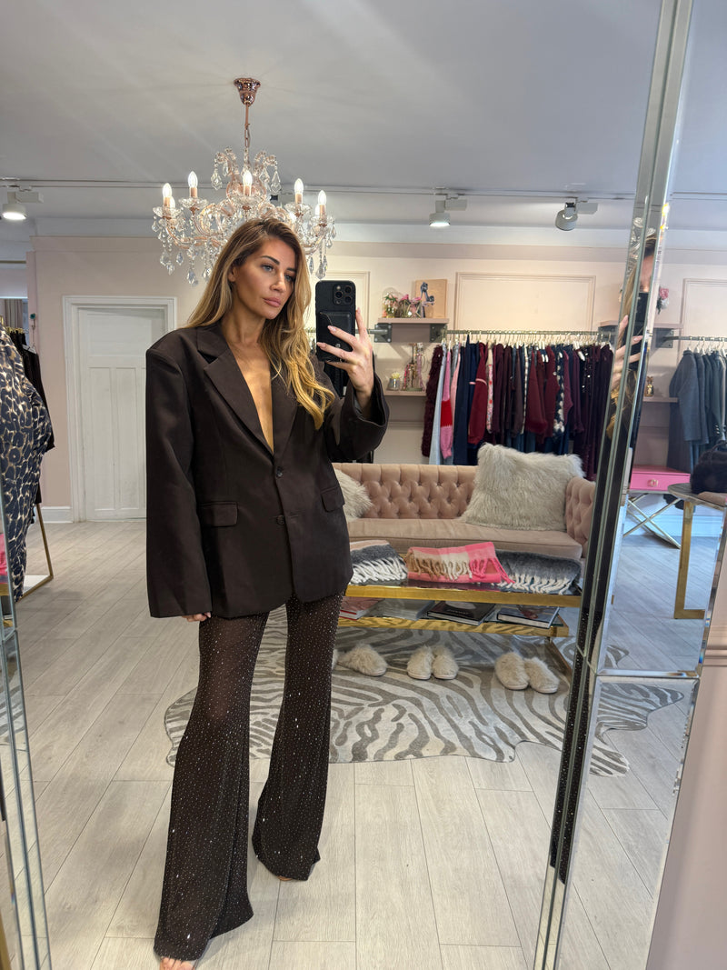 CHRISTIE OVERSIZED SINGLE BREAST BLAZER BROWN