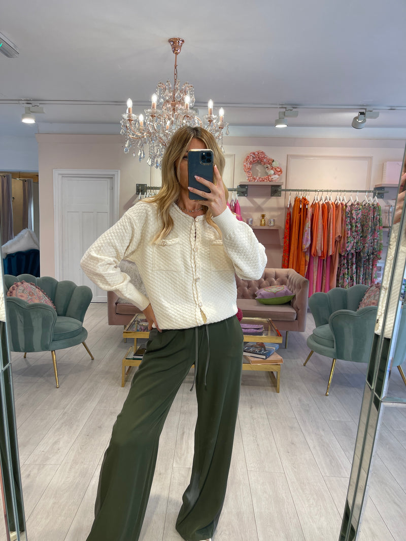 VALERIE CREAM CARDIGAN WITH GOLD BUTTONS