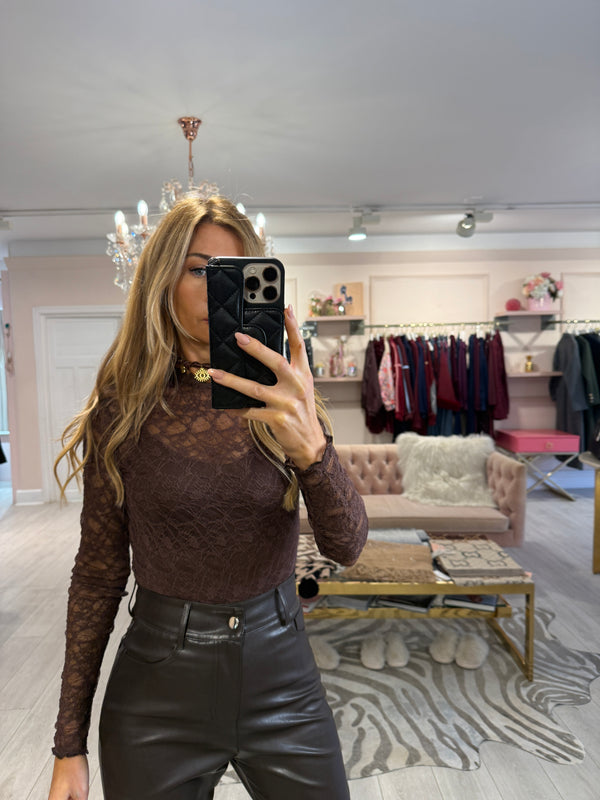 KEIRA LACE MESH BODY BROWN