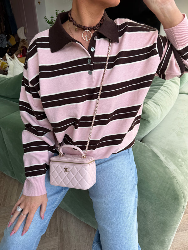 MICHA STRIPE JUMPER PINK BROWN
