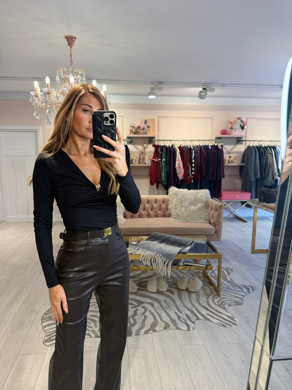 FRONT KNOT BODYSUIT BLACK