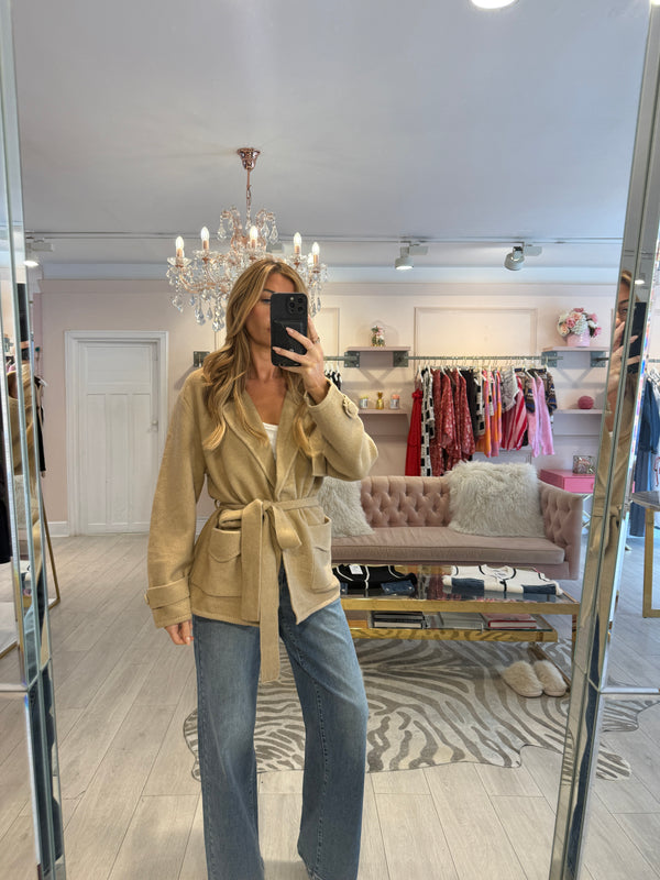 RILEY BELTED COATIGAN BEIGE