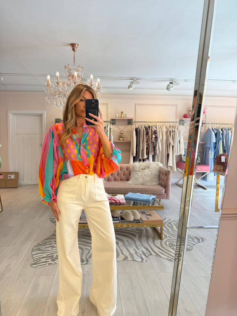 CANDI PRINTED BLOUSE PINK