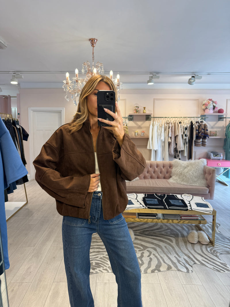 MORGAN FAUX SUEDE JACKET BROWN