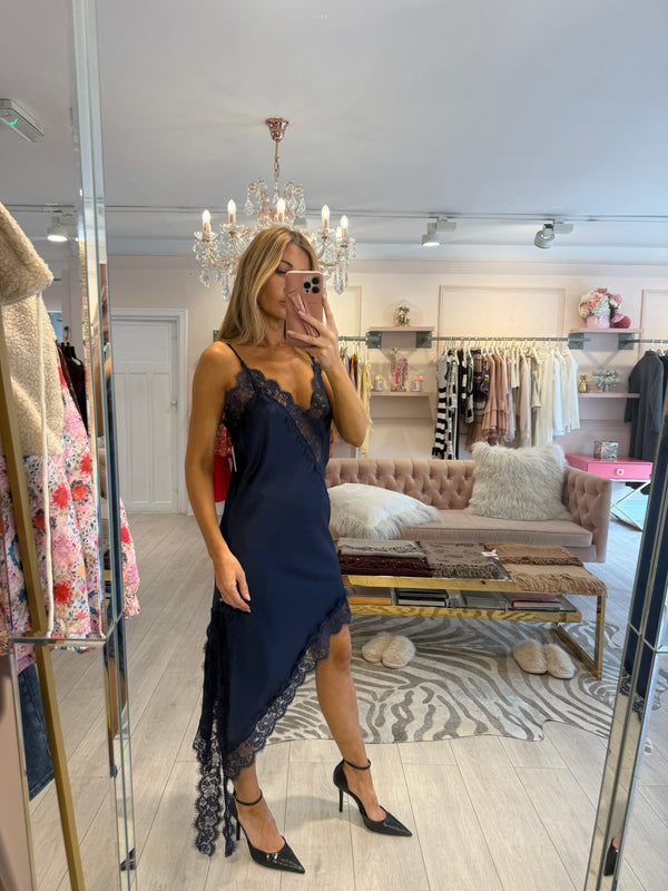DANICA ASYMMETRIC LACE DRESS NAVY