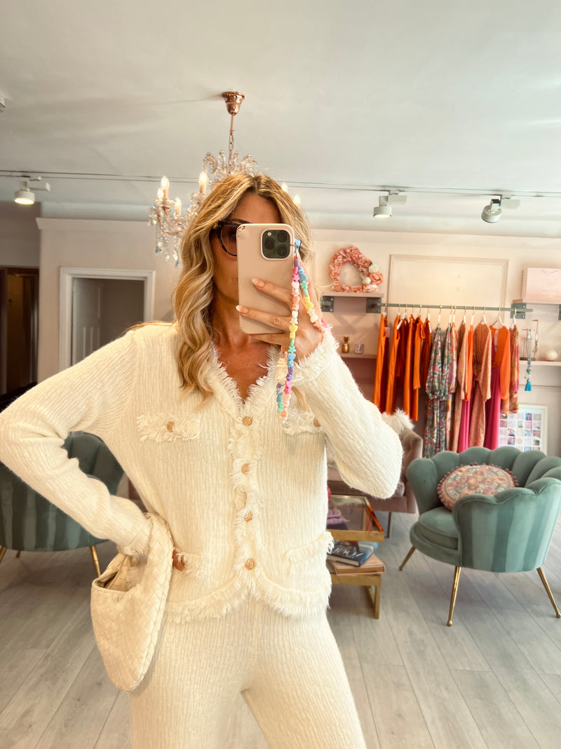 KOKO CREAM KNIT TROUSER & CARDIGAN SET