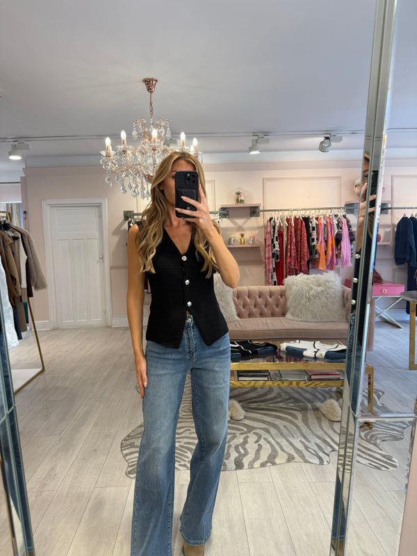 AMELIA KNIT WAISTCOAT BLACK
