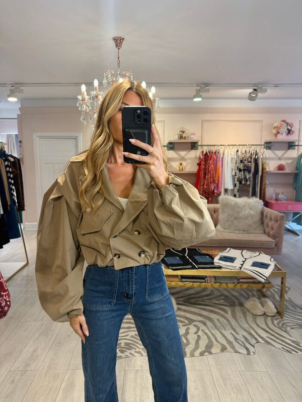 EDEN BALLOON SLEEVE CROP TRENCH CAMEL