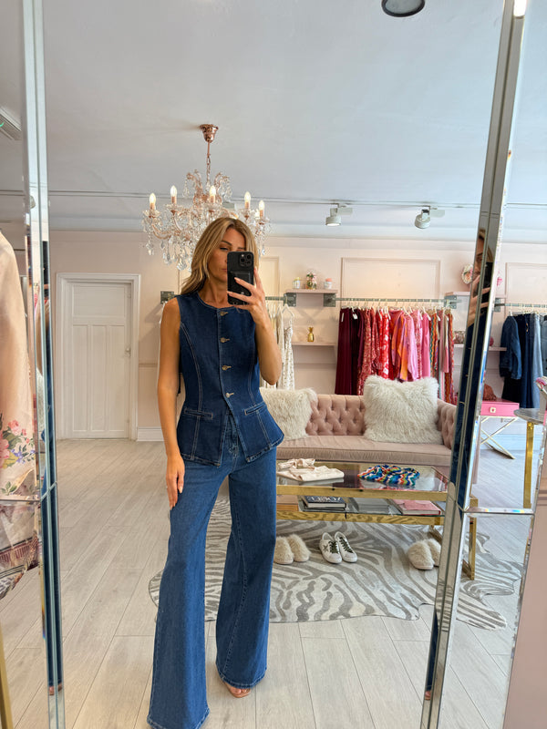 SARA DARK DENIM WAISTCOAT