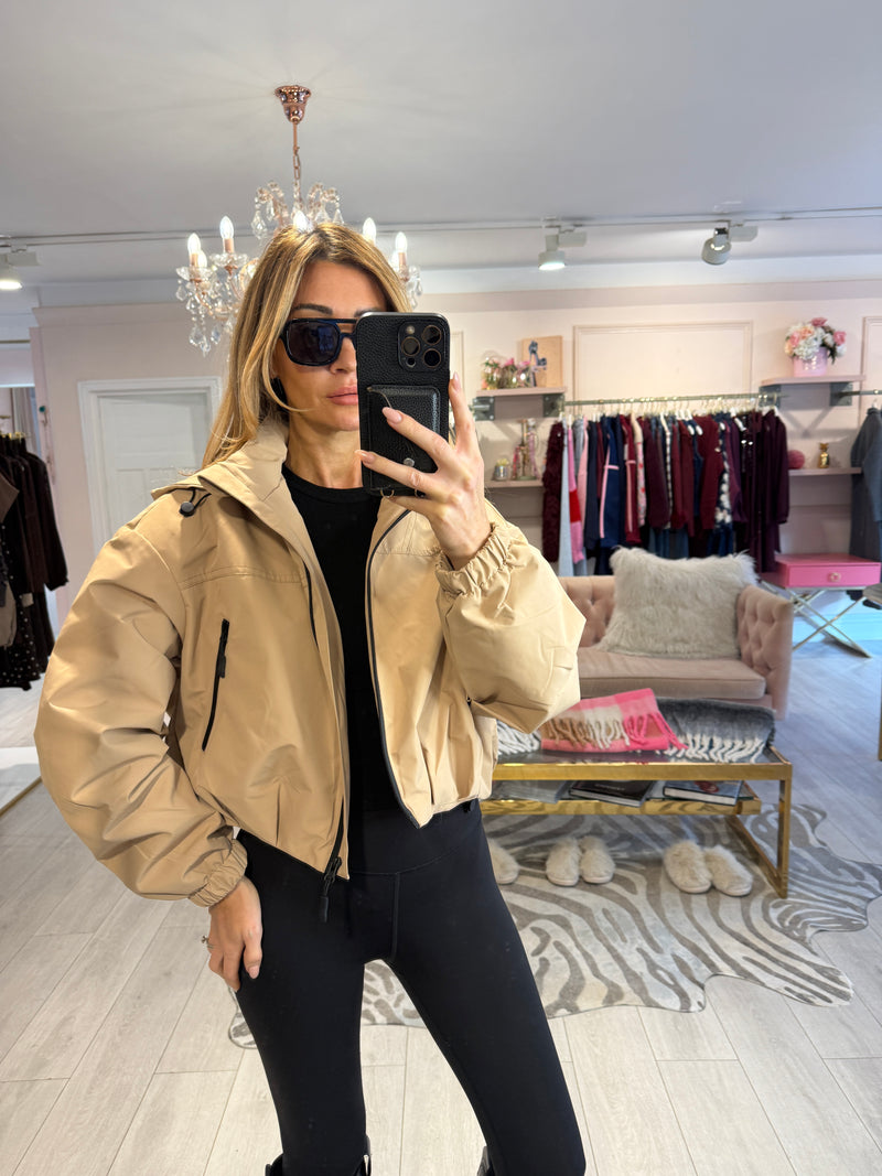 LEAH CROPPED HOODED JACKET CAMEL