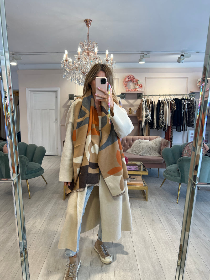 LOUIS WINTER SCARF BEIGE/GREY/ORANGE