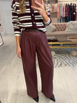 CODIE FAUX LEATHER TROUSERS WINE