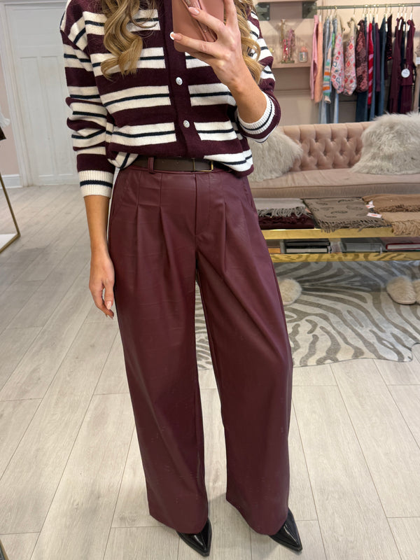 CODIE FAUX LEATHER TROUSERS WINE