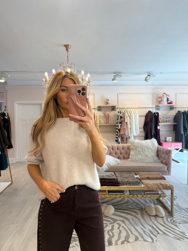 MARTIA SHORT SLEEVE JUMPER STONE