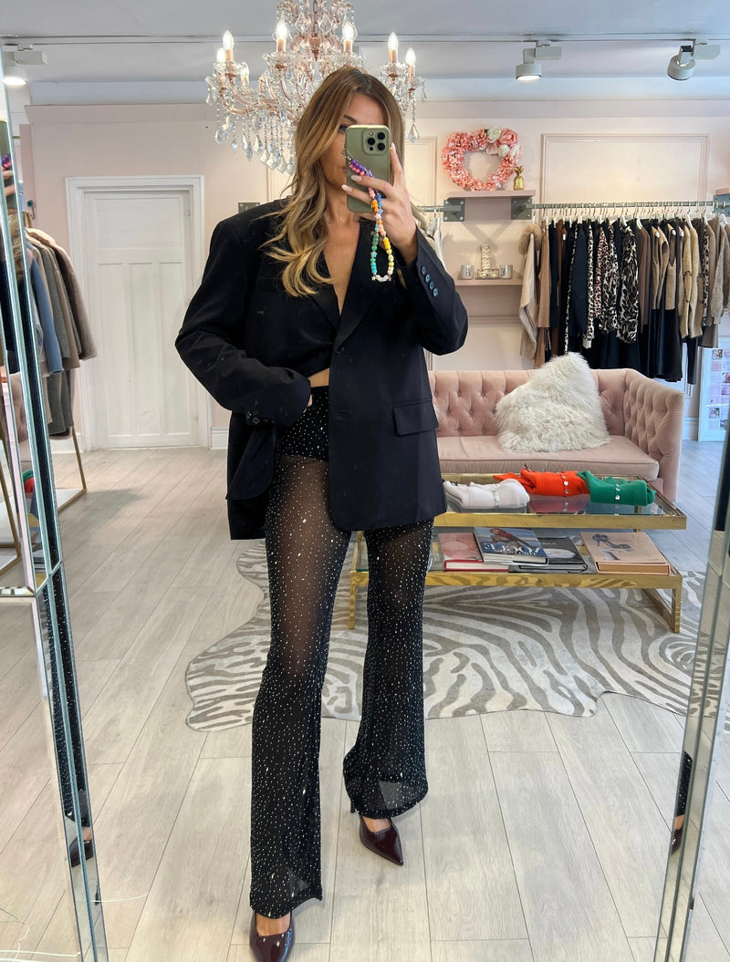 VIVIENNE SPARKLY FLARE TROUSER BLACK