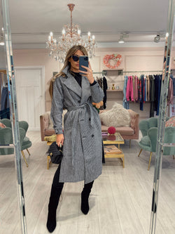 STELLA LUXE MICRO HOUNDSTOOTH TRENCH COAT