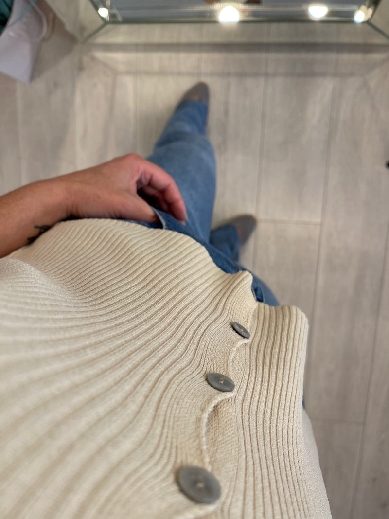 BISQUE RIBBED WAISTCOAT STYLE VEST TOP