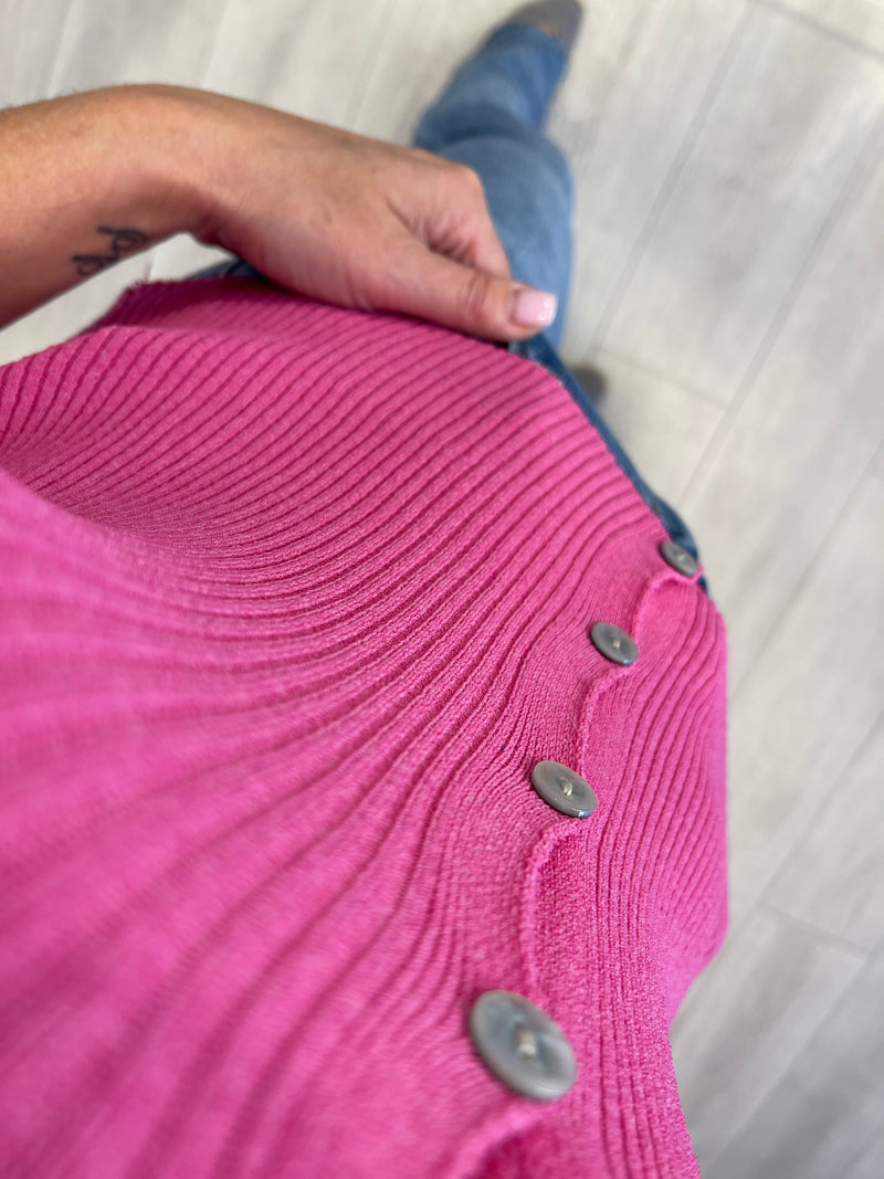 PINK RIBBED WAISTCOAT STYLE VEST TOP