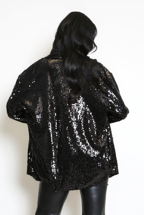 DIVA BLACK SEQUIN BLOUSE