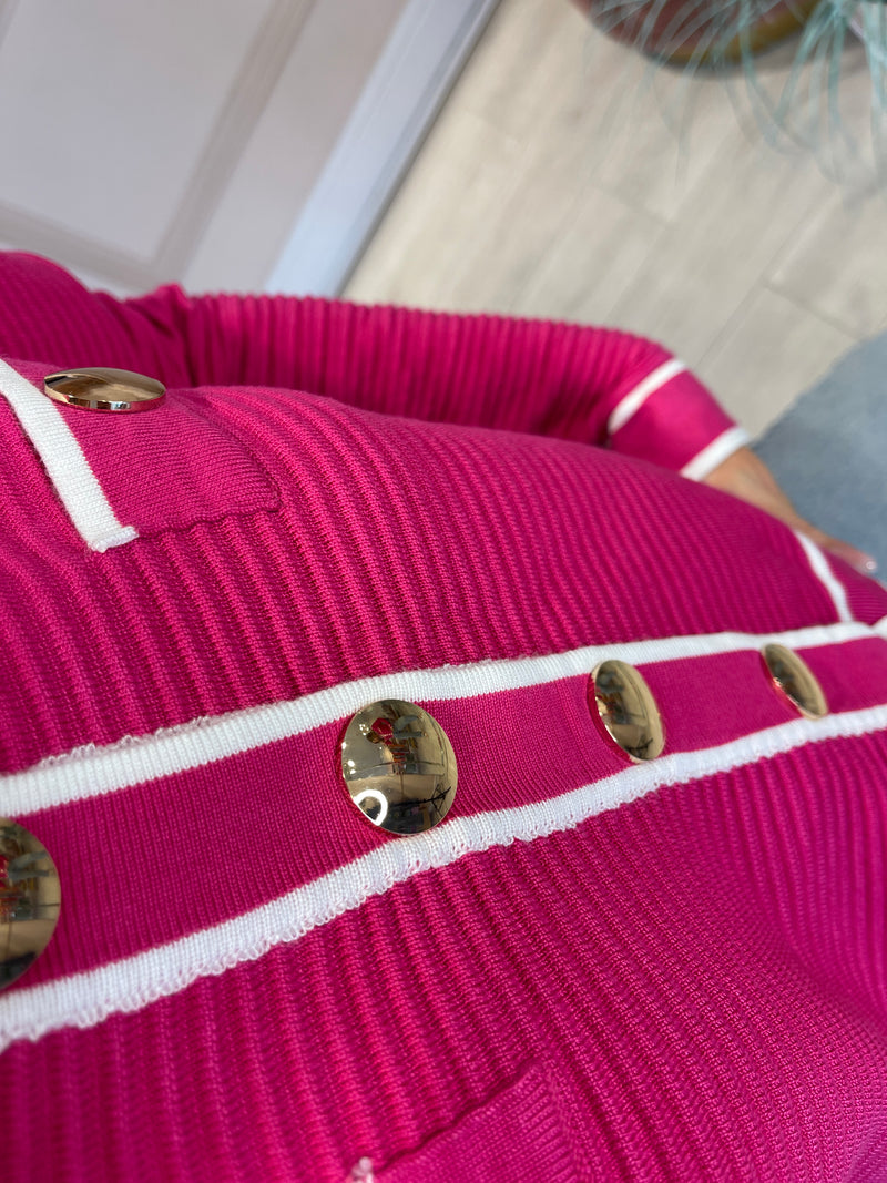 VIVIENNE PINK CARDIGAN WITH GOLD BUTTONS