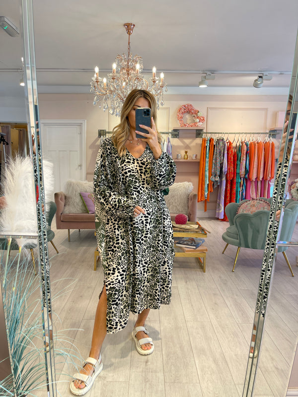 FRIDAY FEELING LEOPARD DRESS GREEN
