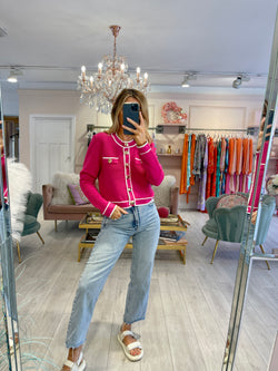 VIVIENNE PINK CARDIGAN WITH GOLD BUTTONS