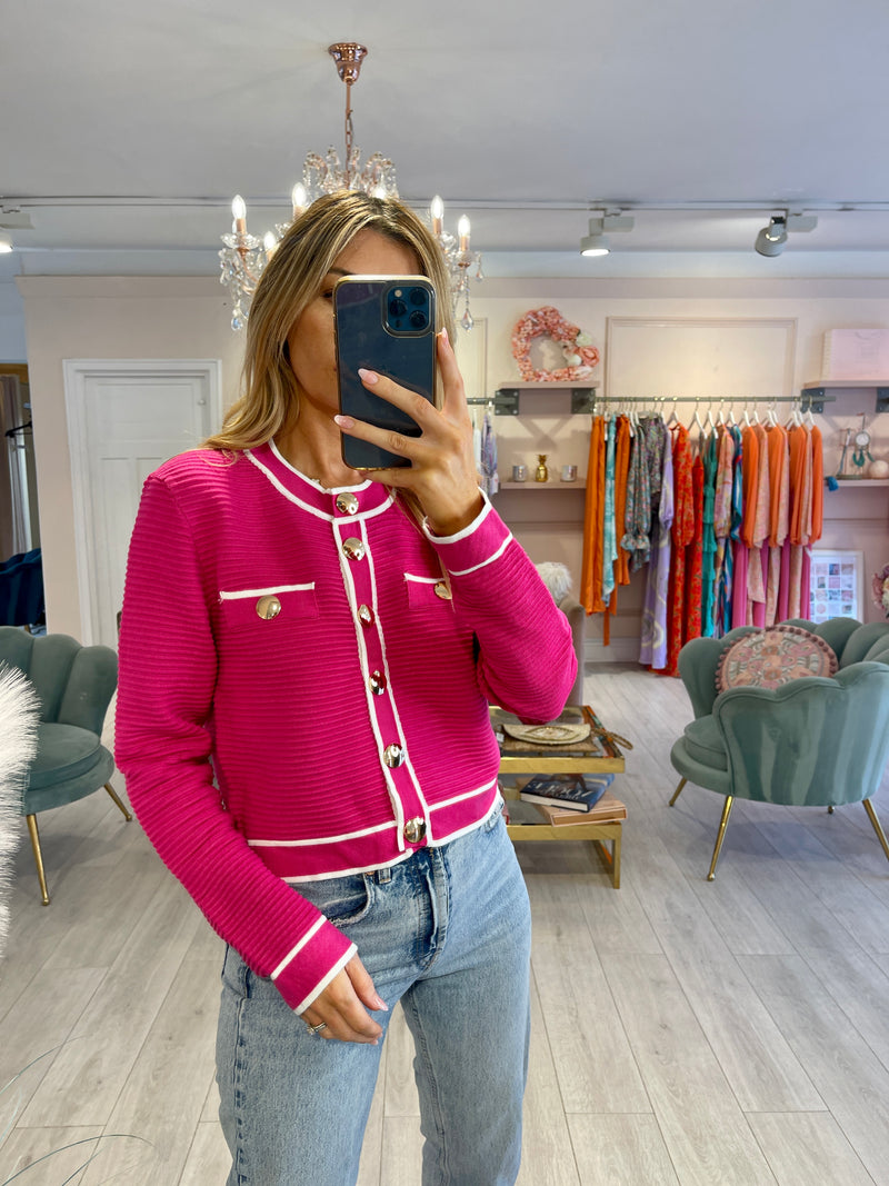 VIVIENNE PINK CARDIGAN WITH GOLD BUTTONS