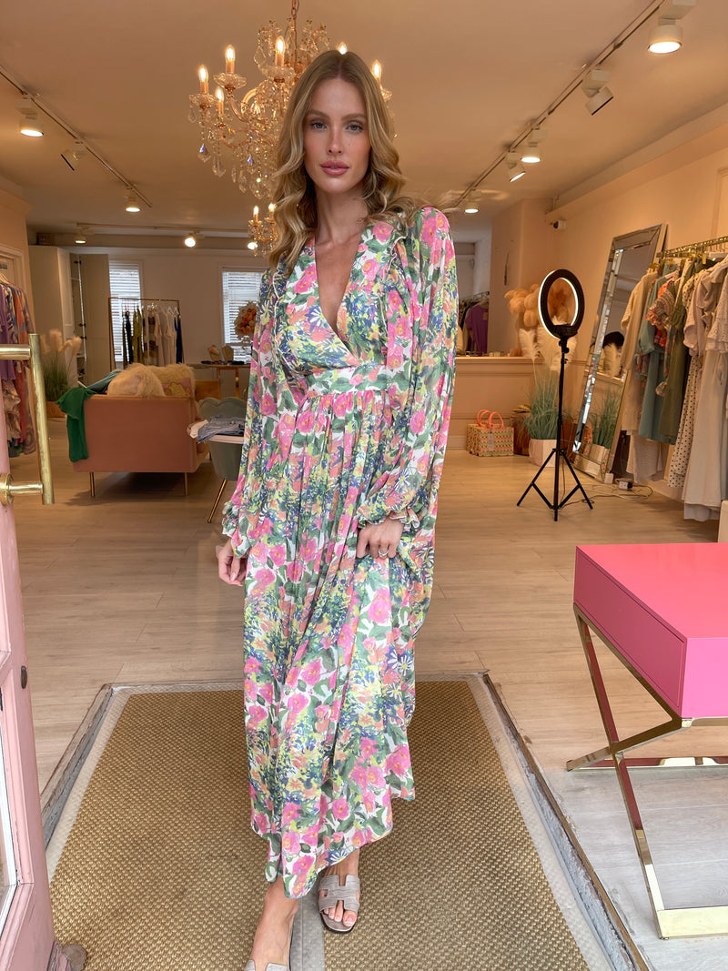 ELIZA FLORAL LONG SLEEVE MAXI DRESS