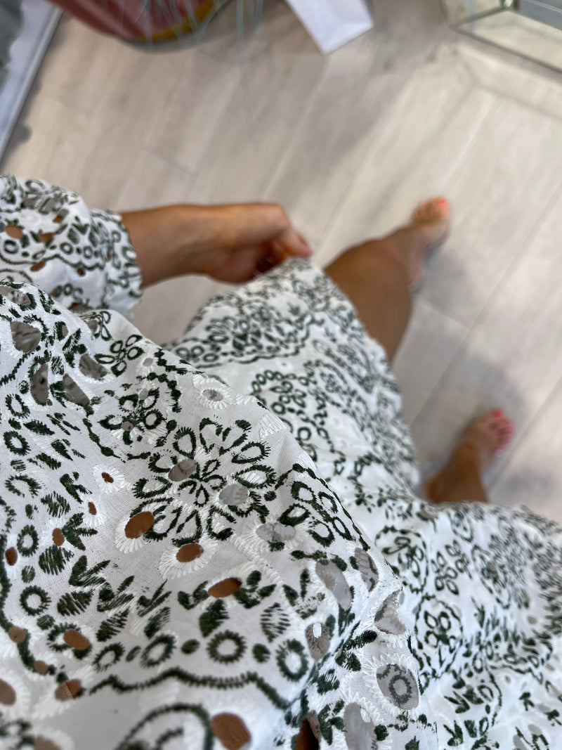RITA BRODERIE COTTON BARDOT BLOUSE & SHORT SET