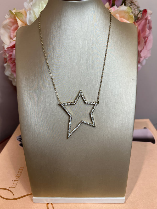 ALL GOLD AND DIAMANTE OVERSIZED STAR NECKLACE