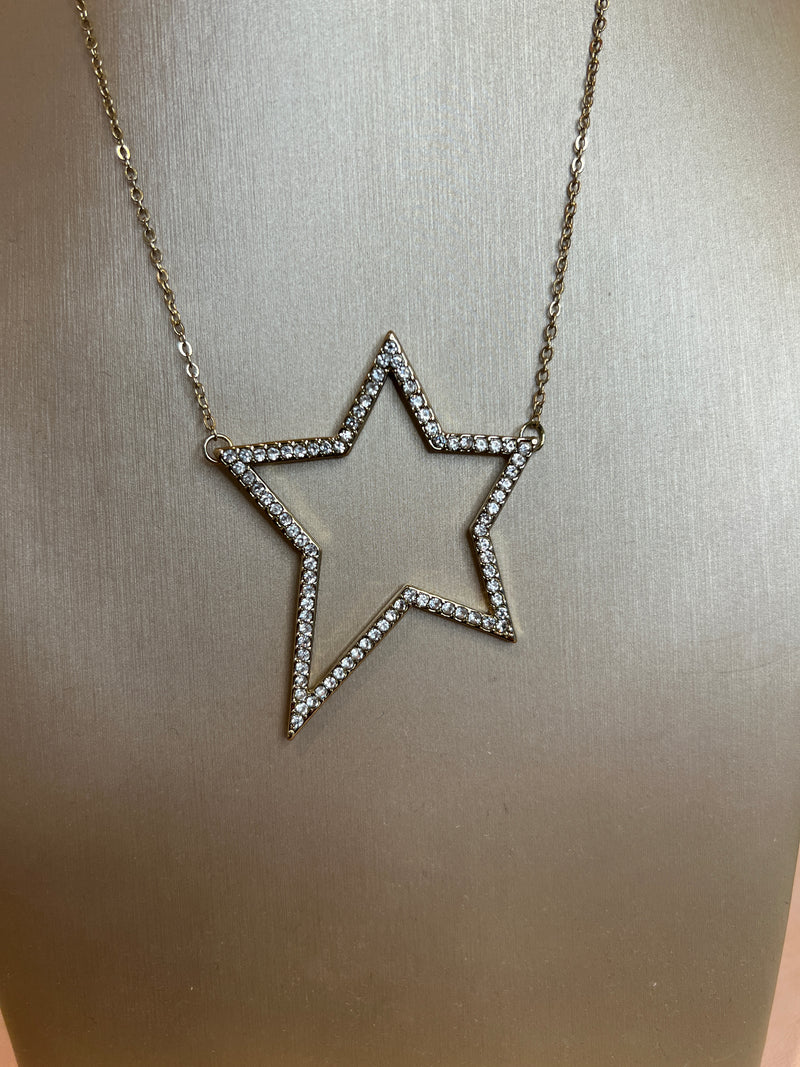 ALL GOLD AND DIAMANTE OVERSIZED STAR NECKLACE