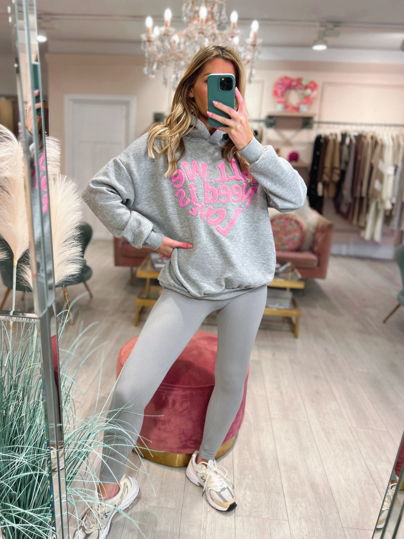 SOFIA GREY RIBBED LEGGINGS